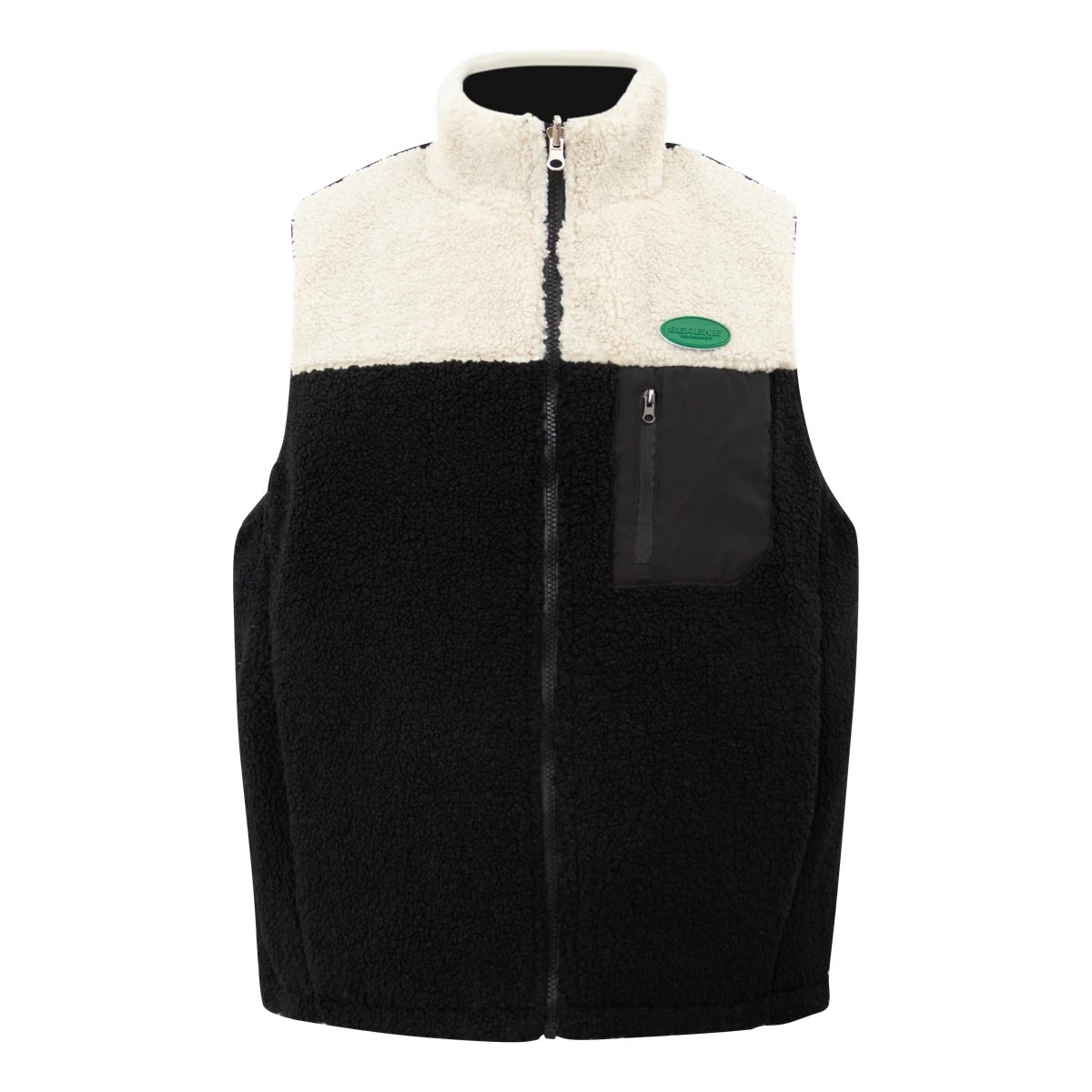 Women's Reversible Sleeveless Faux Fur Vest Polyester Polar Fleece Jacket Fall&Winter Colour Block Thick Warm Stand Collar Coats