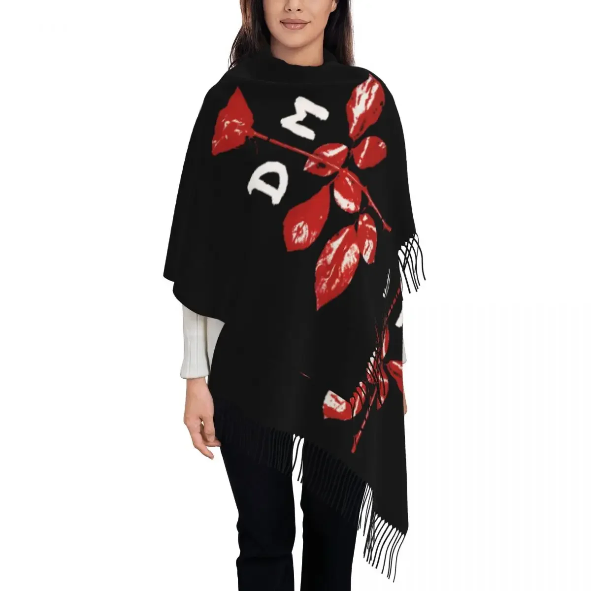 Custom Electronic Rock Cool Mode Tassel Scarf Women Soft Shawls Wraps Female Winter Fall Scarves