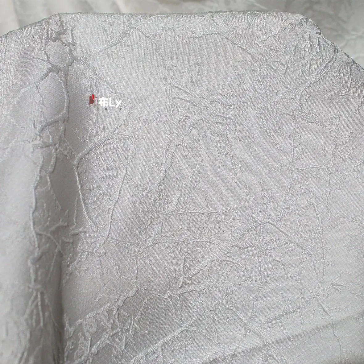 White Plant Pattern Creative Jacquard Fabric For Blazer Qipao Coat Dress Designer DIY Material