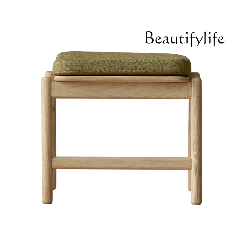 

Japanese retro dressing stool home solid wood stool bedroom makeup wabi sandy wind dressing stool