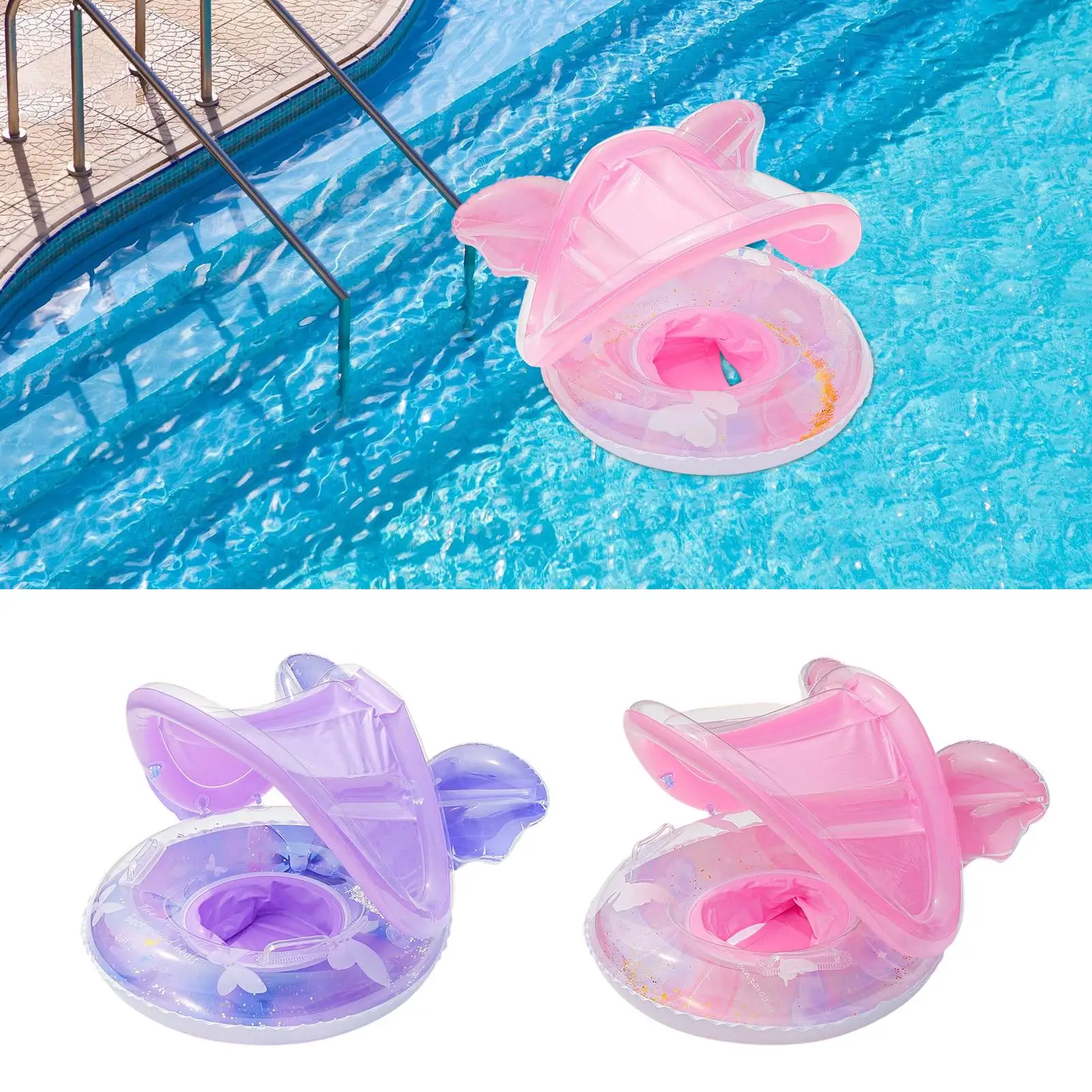 Baby Float Sonnenschutz Baby Baldachin Pool Float Schmetterling Form Lounge Matte Boot Wasser Stuhl Für Spielen Im Freien Schwimmen See