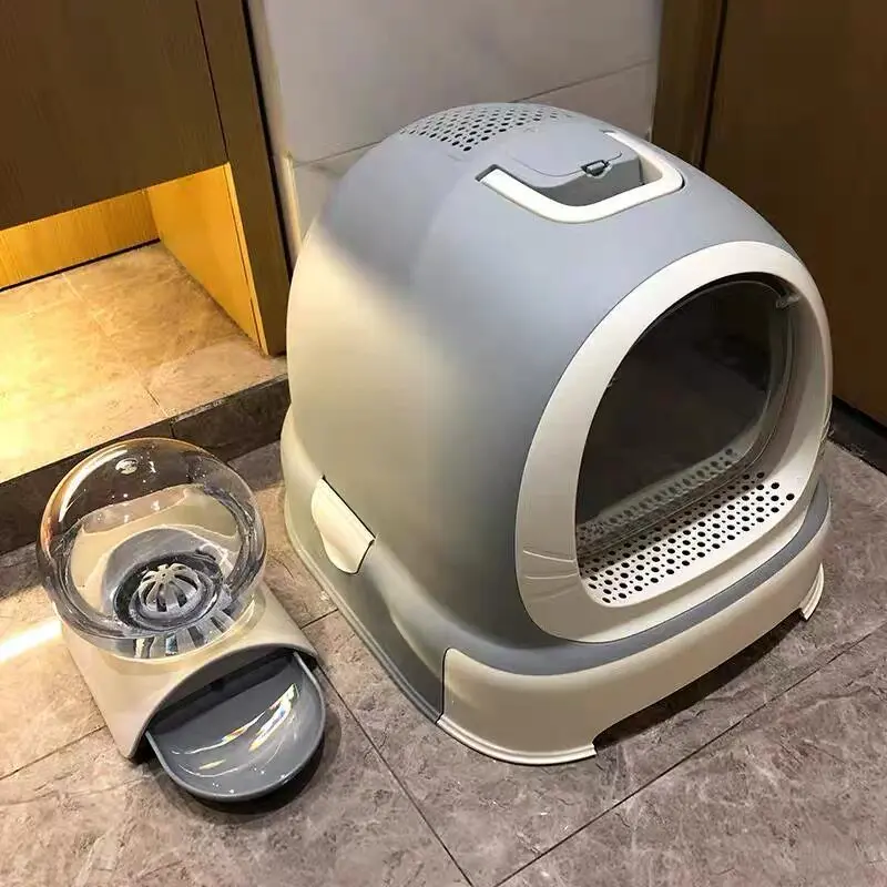 Large fully enclosed cat litter box, drawer type oversized deodorizing cat toilet, can put cat cage