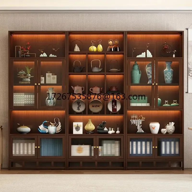 

Bogu rack with lamp shelf Chinese style display cabinet glass door tea cabinet ancient tea room Duobao Pavilion bamboo