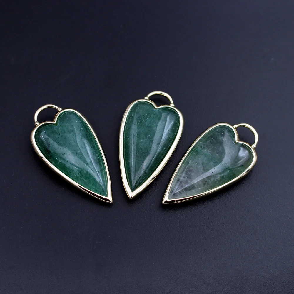 3pcs Gold Plated Arrow Shape Natural Stone Pendants Rose Quartz Amethyst Sun Stone Head Healing Point Pendant Charms