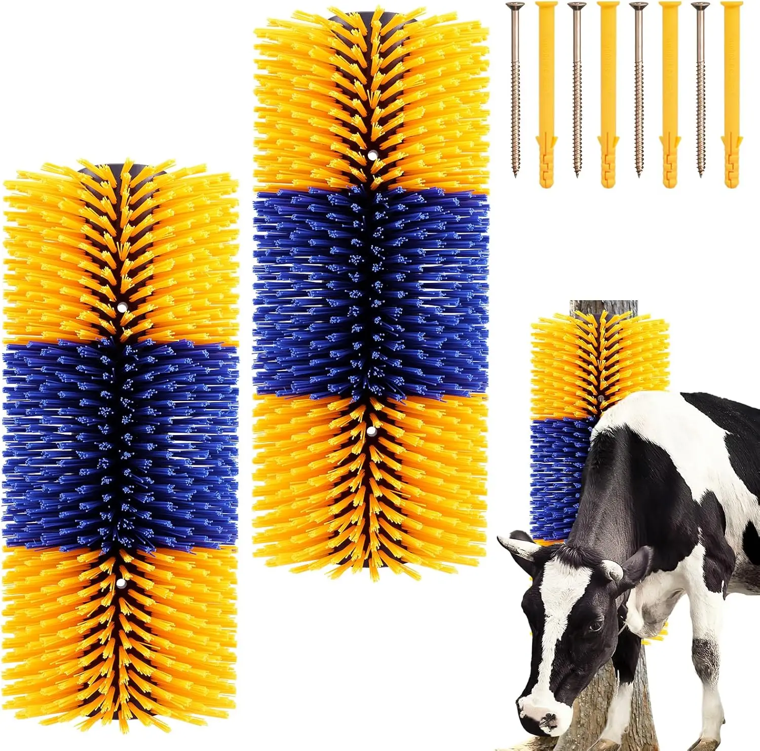 

2PCS Livestock Scratch Brush with 4 Screws - Grooming Brushes for Horse, Goat, Cow, Pig - Cattle Supplies with Back Scratcher