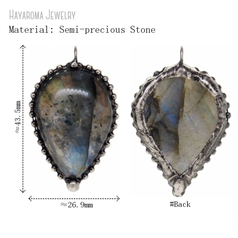 10pcs Lbradorite Crystal Necklace Pendant Natural Gemstone Talisman Witch Wicca Boho Goth Punk Stone Y2K Women Jewelry Charm