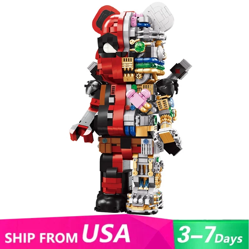 

Креативный эксперт MOC, красный механический медведь, строительные блоки, популярные фигурки героев фильмов, модель кирпича, декор для рабочего стола, коллекционные игрушки