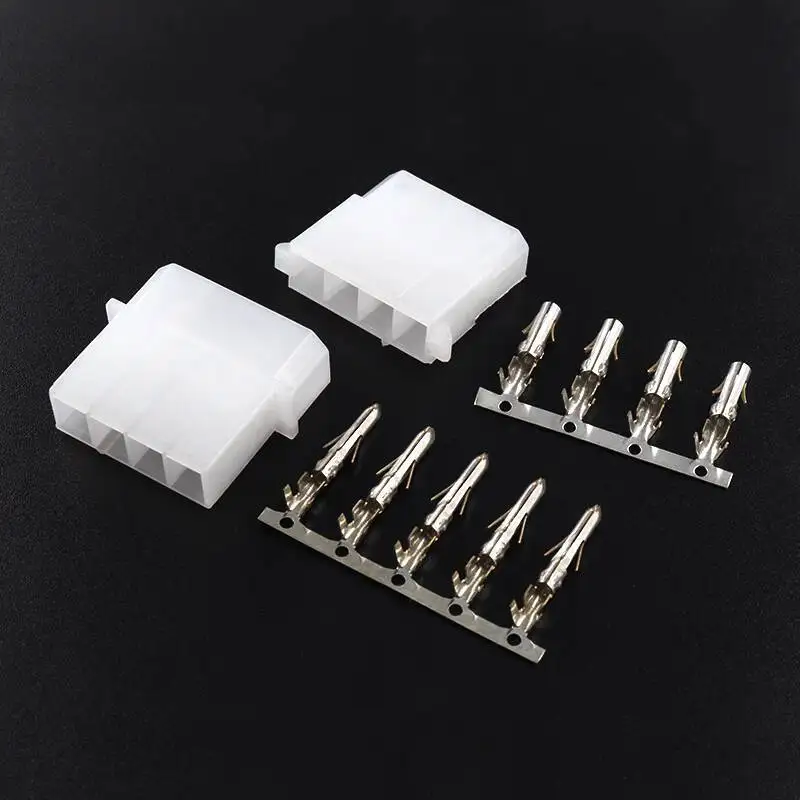20 Stück Große 4P-Stromsteckverbinder, Stecker-Buchse-Paar, Gummihülle, kaltgepresste Klemme, Federstecker 5,08 mm – Detail 5