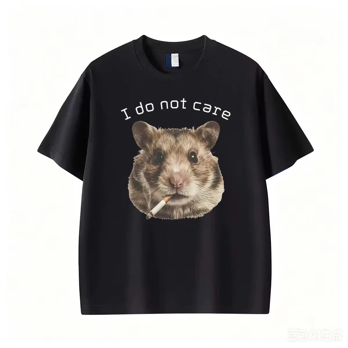 Funny Smoking Hamster Animals Absurdis I Do Not Care Shirts  Women Summer  Oversized T-shirts Streetwear