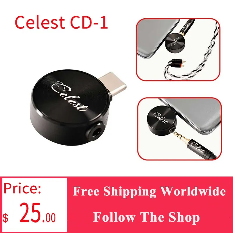 New Celest CD-1 USB Type-C to 3.5mm Decoding DAC Amp 384kHz/32bit Headphone Adapter Chip Converter For HiFi Music Earphone