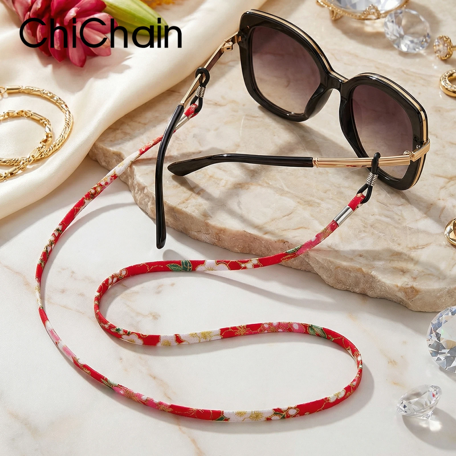 1-Pack Bohemian Chic Soft Fabric Eyeglasses Chain - Anti-Loss, Comfortable, and Stylish Available in 9 Unique Color Patterns