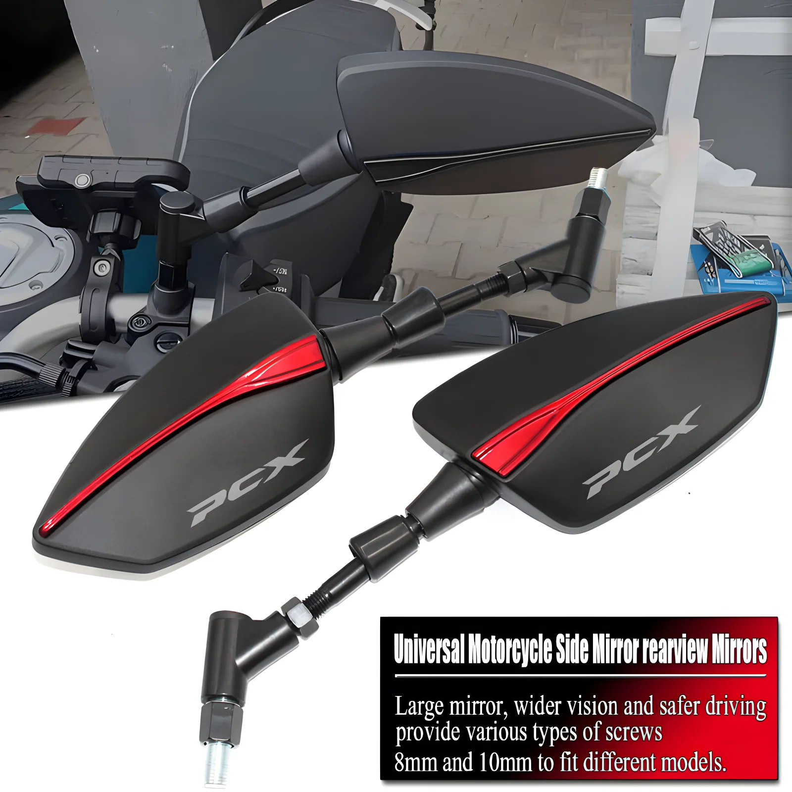 Для Honda PCX125 PCX150 PCX160 PCX 125 150 160 2018-2024 8/10 мм универсальные регулируемые зеркала заднего вида боковое зеркало