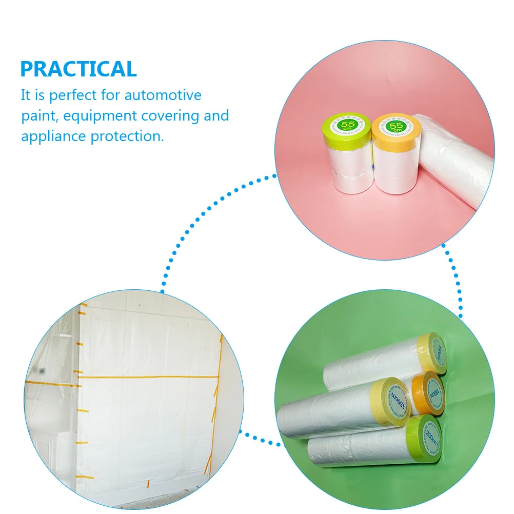 6 لفات من ورق الإخفاء لطلاء السيارات، تصميم بكرة متينة وخفيفة الوزن، مثالي لتغطية المعدات ورق الإخفاء #3
