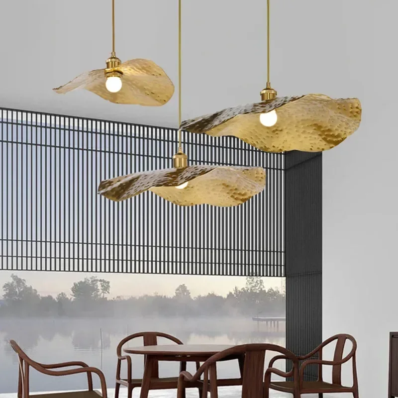 

Hammered Brass Suspension Llight Retro Pendant Light Design Luxury for Dining Room Shop Decoration Lotus Flower Pendant Light
