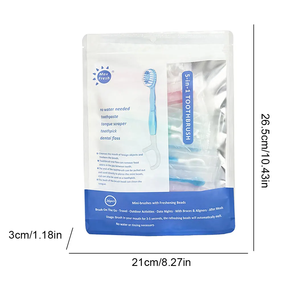 

5 in 1 Toothbrush & Floss Mini Brush Toothpaste and Floss All in One Oral Care on The Go