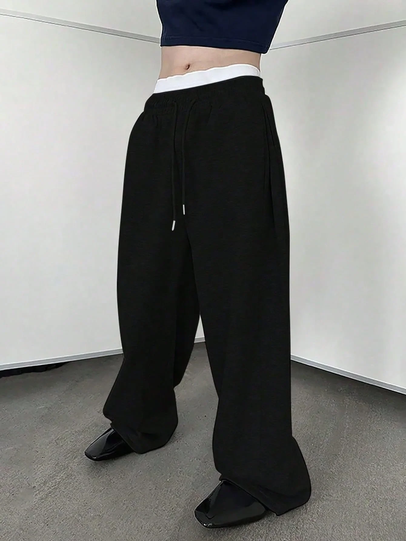 Couple Set Y2K Baggy Joggers Oversized Streetwear Pants Men Women Pure Color Cargo Pants for Running Workout image 2