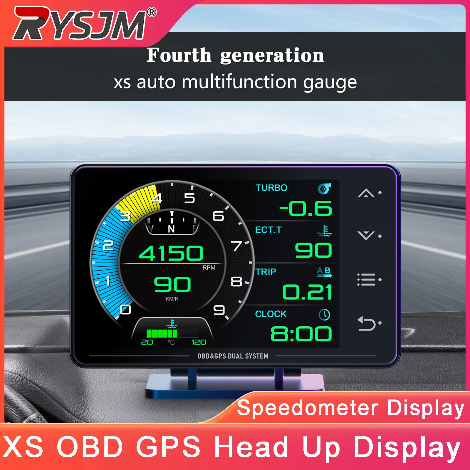 

Автомобильный многофункциональный дисплей XS OBD+GPS с двойной системой, проекционный дисплей, цифровой измеритель, ЖК-индикатор температуры воды, новый OBD-датчик, тахометр, спидометр