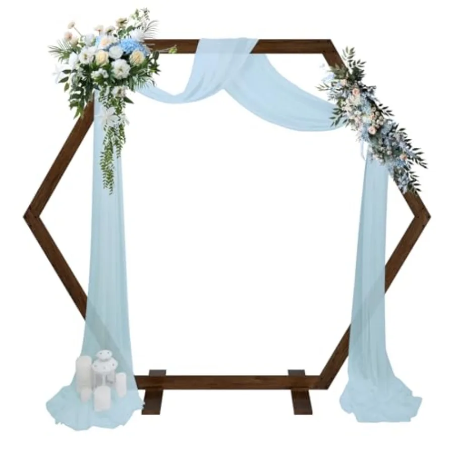 

7.08FT Wooden Wedding Arch Hexagon Wood Backdrop Arbor Stand for Indoor Outdoor Rustic Wedding Ceremony Birthday Party Bridal B