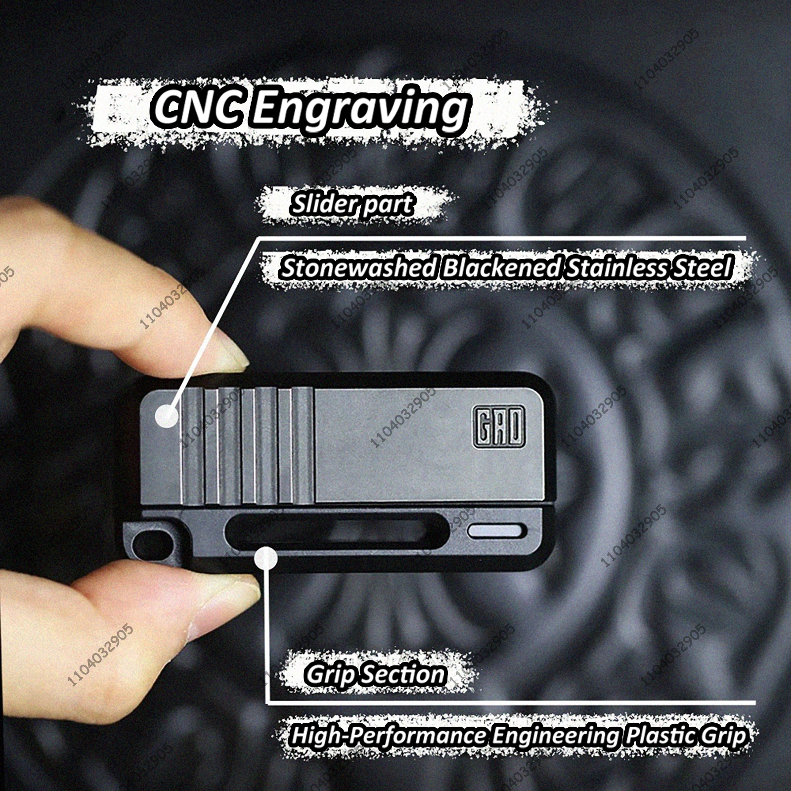 Rifle-5 Fidget Slider EDC Toy Magnetic Fidget Spinner Metal Card Pusher Black Tech Fidget Gear Gadget Stress Relief Boys Gift