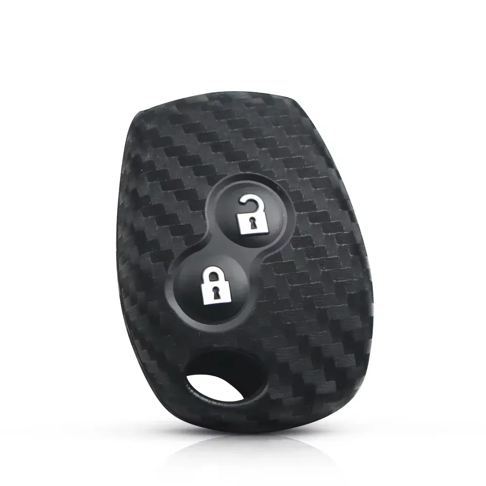 Key Rings Carbon Silicone Car Key Case 2 Buttons For Renault Duster Clio DACIA 3 Twingo Logan Sandero Modus For Nissan