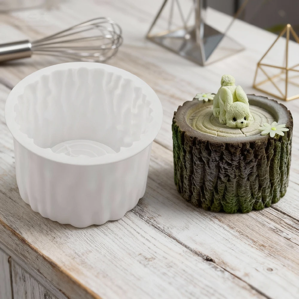 

4-inch Tree Stump Design Mousse Cake Mold White or Black Silicone Chocolate Mold Candle Mould Dessert Tools Kitchen Bakeware