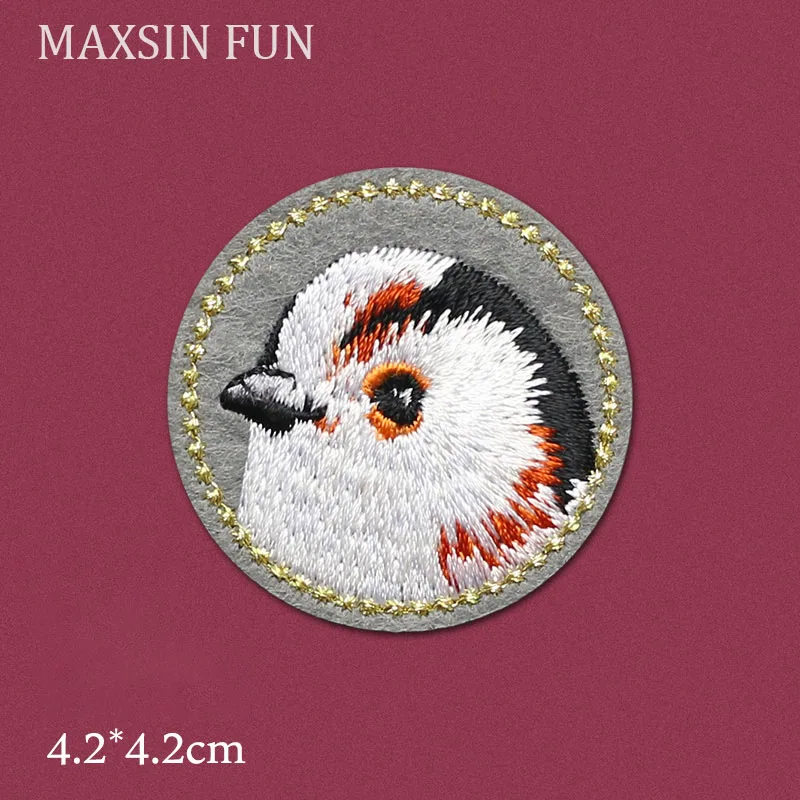 كرتون حديد على رقعة للملابس ، شارة مستديرة ، ملصق تصنعه بنفسك ، ملحقات الديكور ، الببغاء ، الطيور ، الأرنب ، لطيف ، 1 قطعة