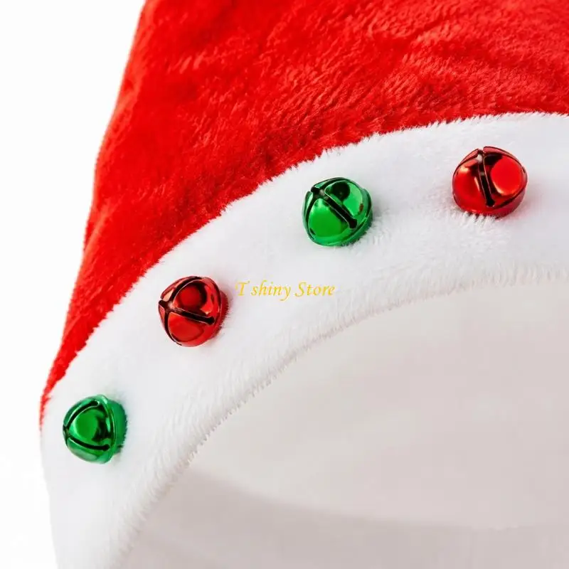 N58F Red Knitted Holiday Headwear with Sewn Bells That Respond to Each Step at Christmas Parties and Games