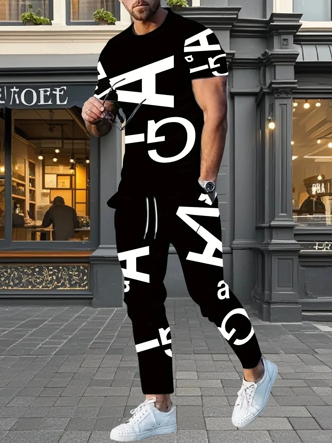 

The 2025 Summer New Men's Suit with Letter Prints Is A Casual Fashionable Breathable and Lightweight Outdoor Street Men's Wear