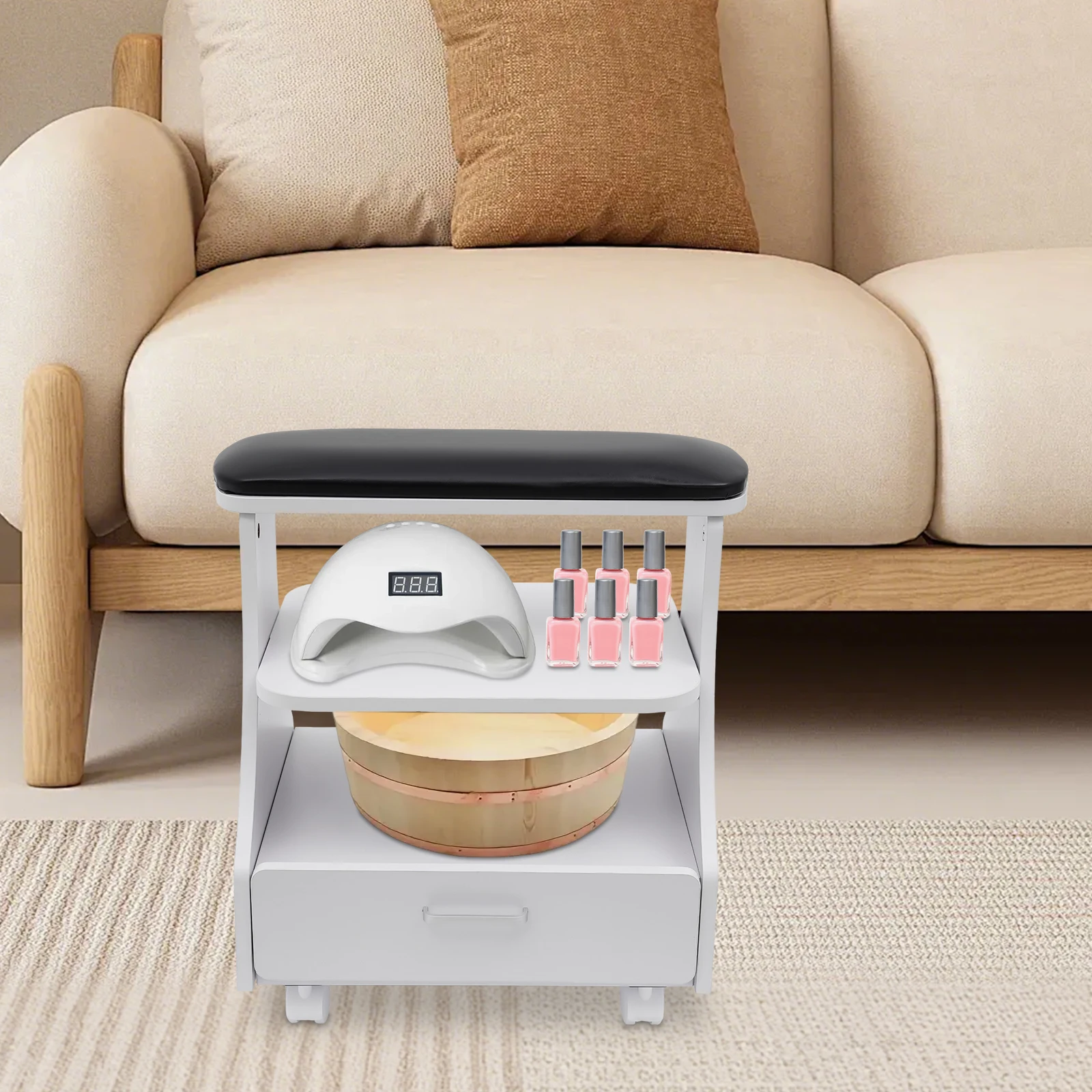 مسند القدمين حمام القدم البراز مع عجلات صالون تجميل الأظافر عربة مانيكير الأثاث للباديكير تدليك القدم العناية بالأظافر