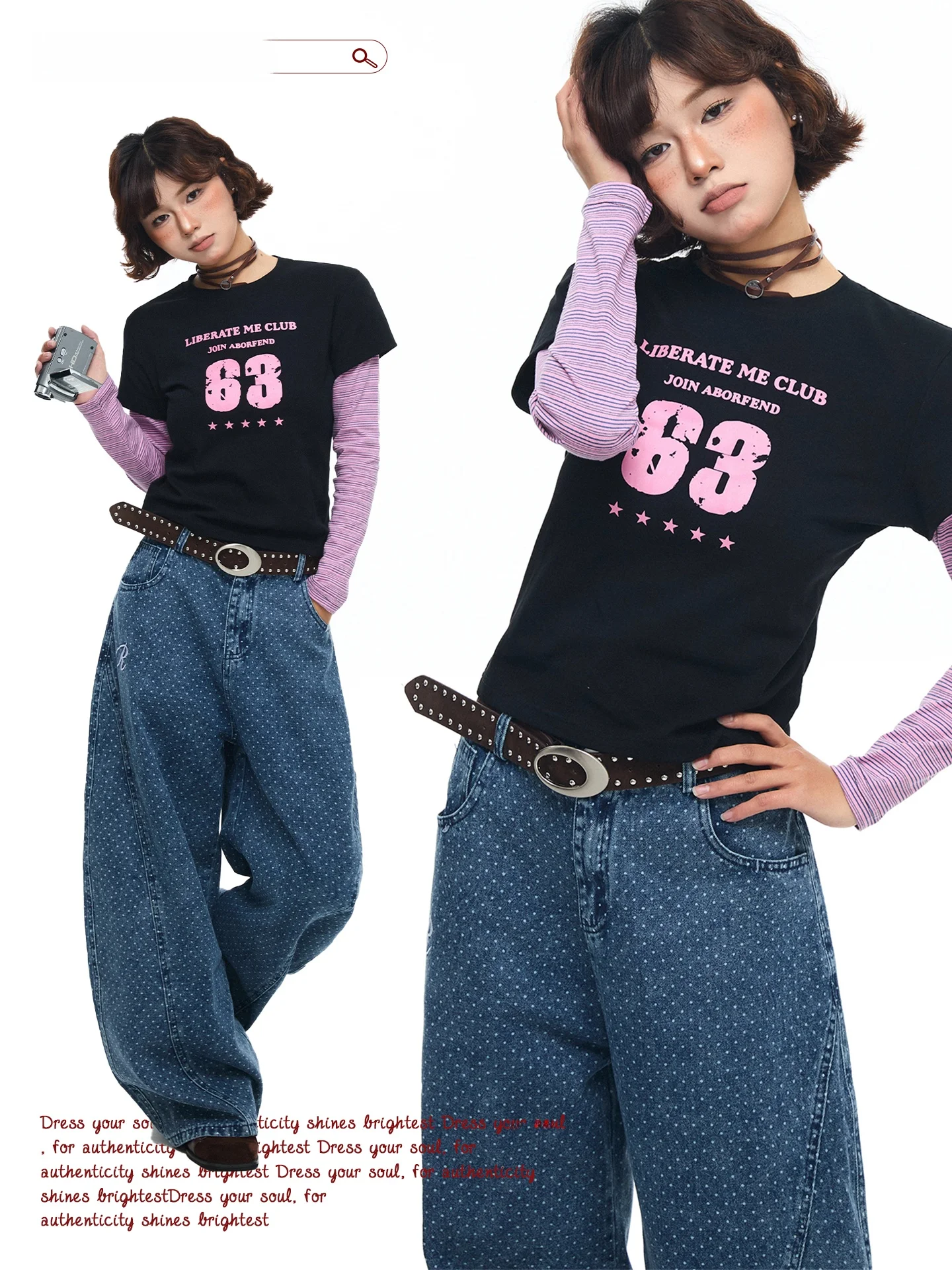 

Chen Zhanlao Store American Retro Striped Splicing Slim Fit Long Sve T-irt Women Casual Top Versatile Spring Leisure Wear