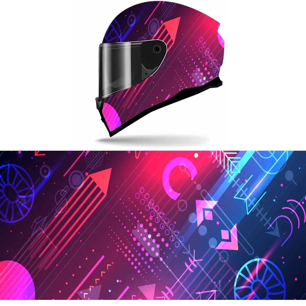 

Futuristic Pattern Full Helmet Wrap Sticker Motorcycle Helmet Racing Graphic Decal Vinyl Wrap Helmet Decor Sticker
