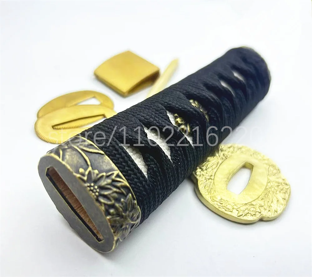 Unique 15cm Tsuka Handle Hilt Brass Tsuba Fuchi Kashira Menuki Habaki Seppa For Japanese Samurai Katana Tanto Sword Fittings