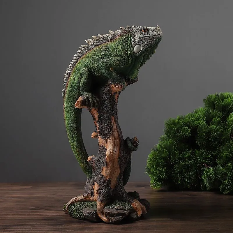 Simulated Lizard Shaped Decor Ornament Office Chameleon Decoration Study Animal Resin Decoration Living Room Foyer Crafts ZI787