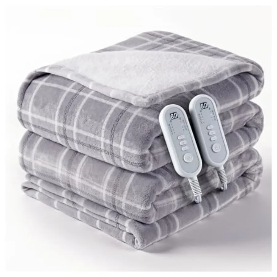 

Electric Blanket King Size Heated Blanket Soft Flannel Heating Blanket King Size with 10 Hours Auto Off 8 Heating Levels Machin