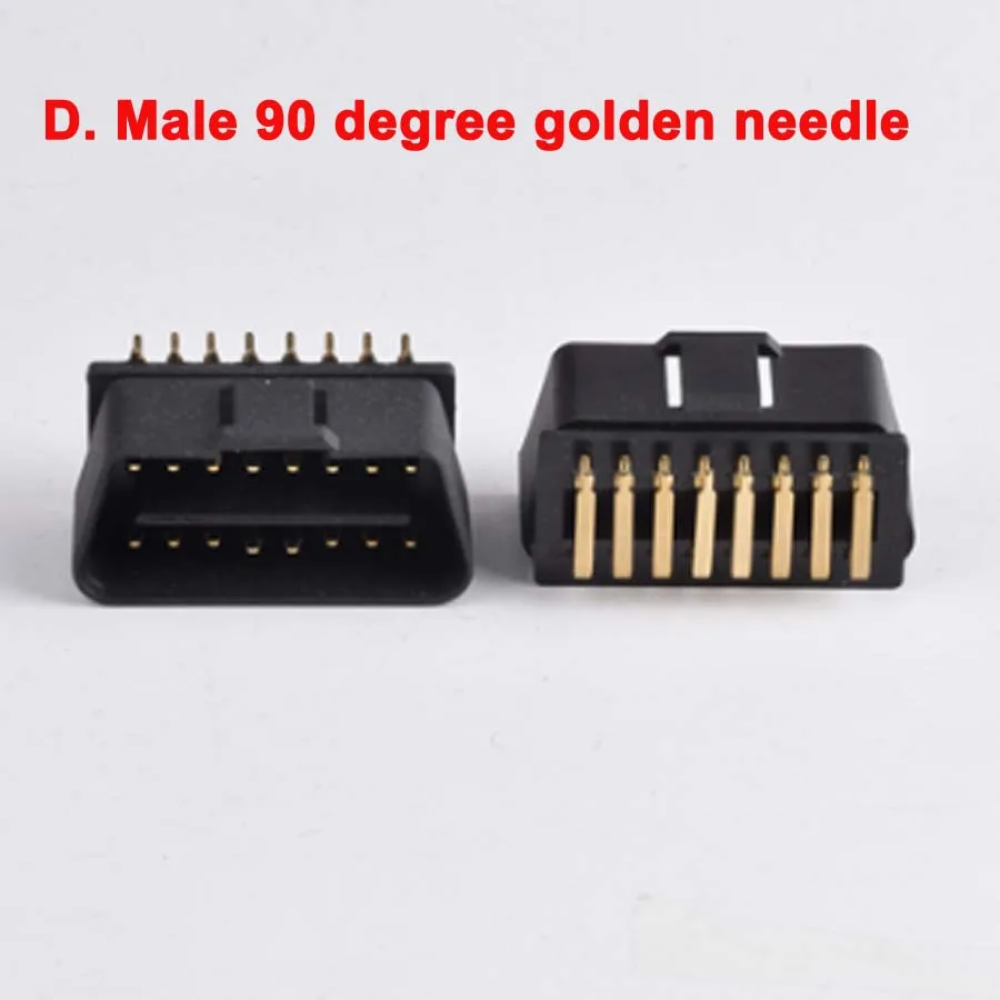 5 Type Option OBD2 16pin Female Interface 16PIN Connector Injection Molded Straight Pin Bent Pin OBD Plug Welding Plug Adapter