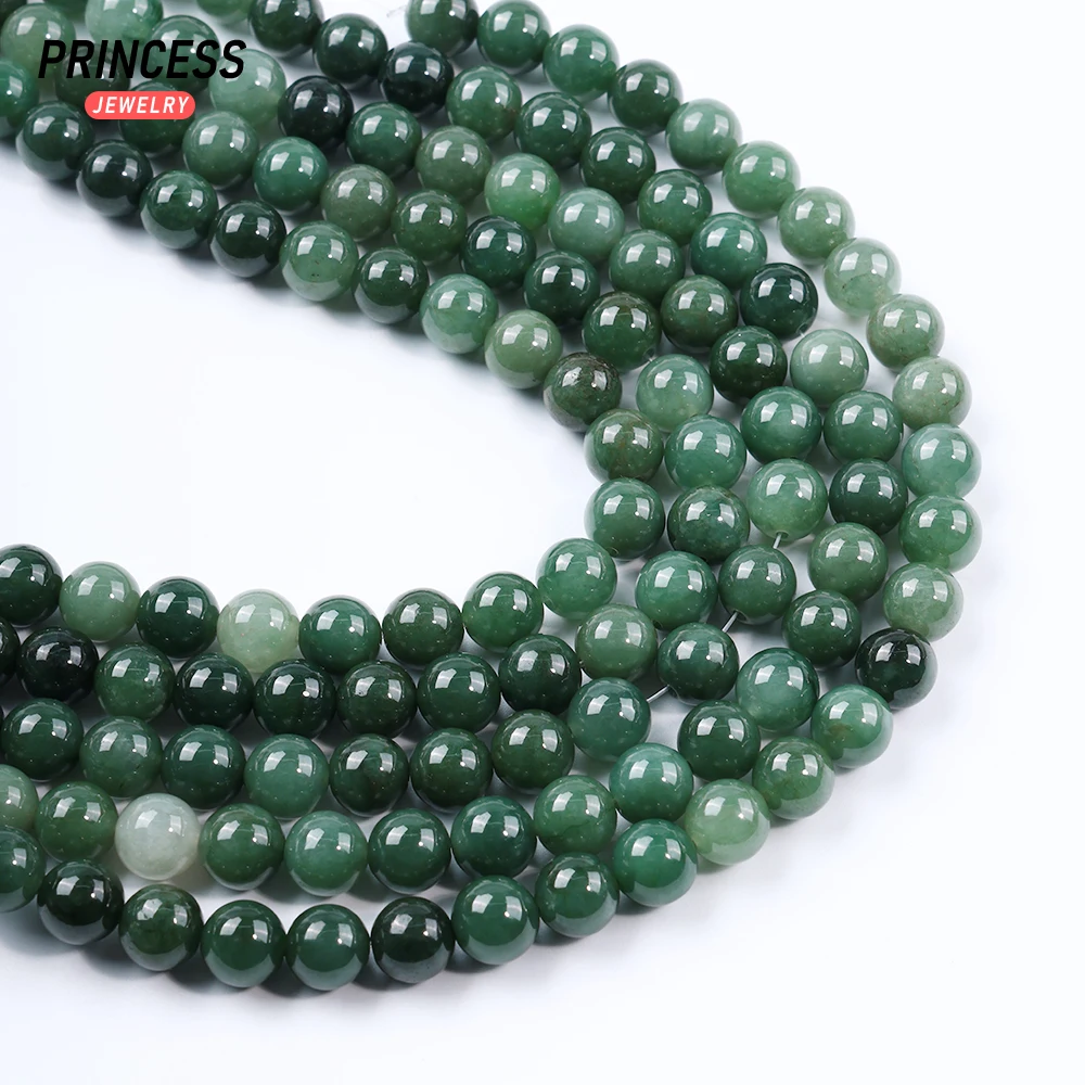 A ++ الطبيعية غواتيمالية الأخضر الجاديت اليشم 8-10 مللي متر أحجار كريمة مفكوكة الخرز لصنع المجوهرات سوار ذاتي الصنع خرز كريستالي #4