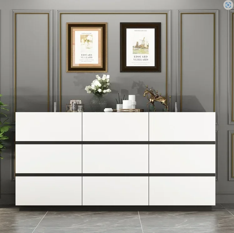 Streamlined Modern Design Ample Modern Storage Dressers Sturdy Base Large Tabletop Chest of Drawers