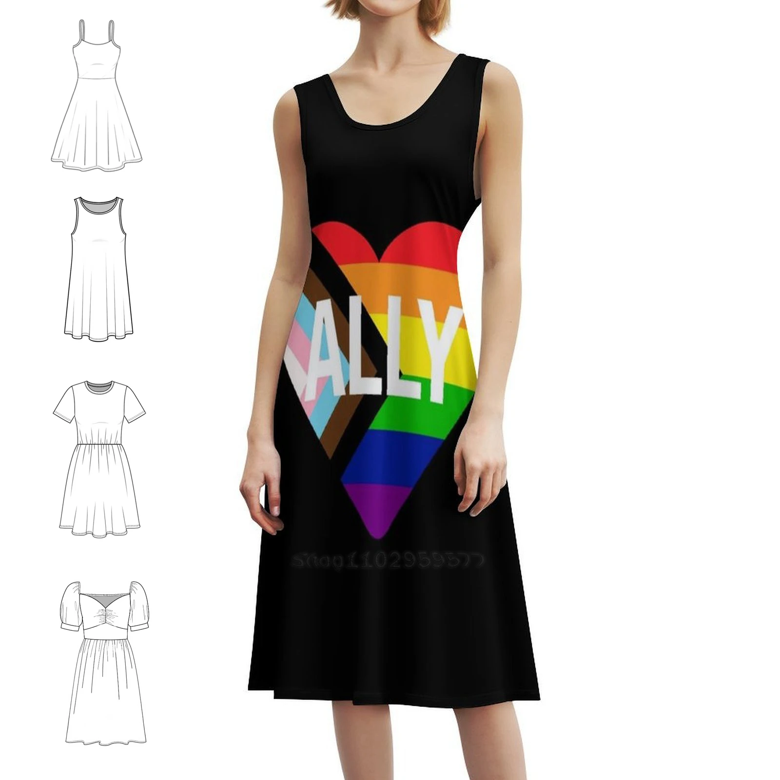 التقدم فخر العلم القلب حليف بوهو شيك فستان أنيق موضة شاطئ حفل زفاف ثوب فخر Lgbt Lgbtq التقدم مثلي الجنس قوس قزح #1