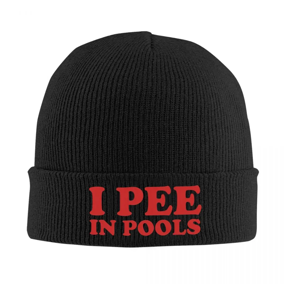 

I Pee In Pools Logo Knitted Bonnet Caps 100% Cotton Fashion Keep Warm Hats