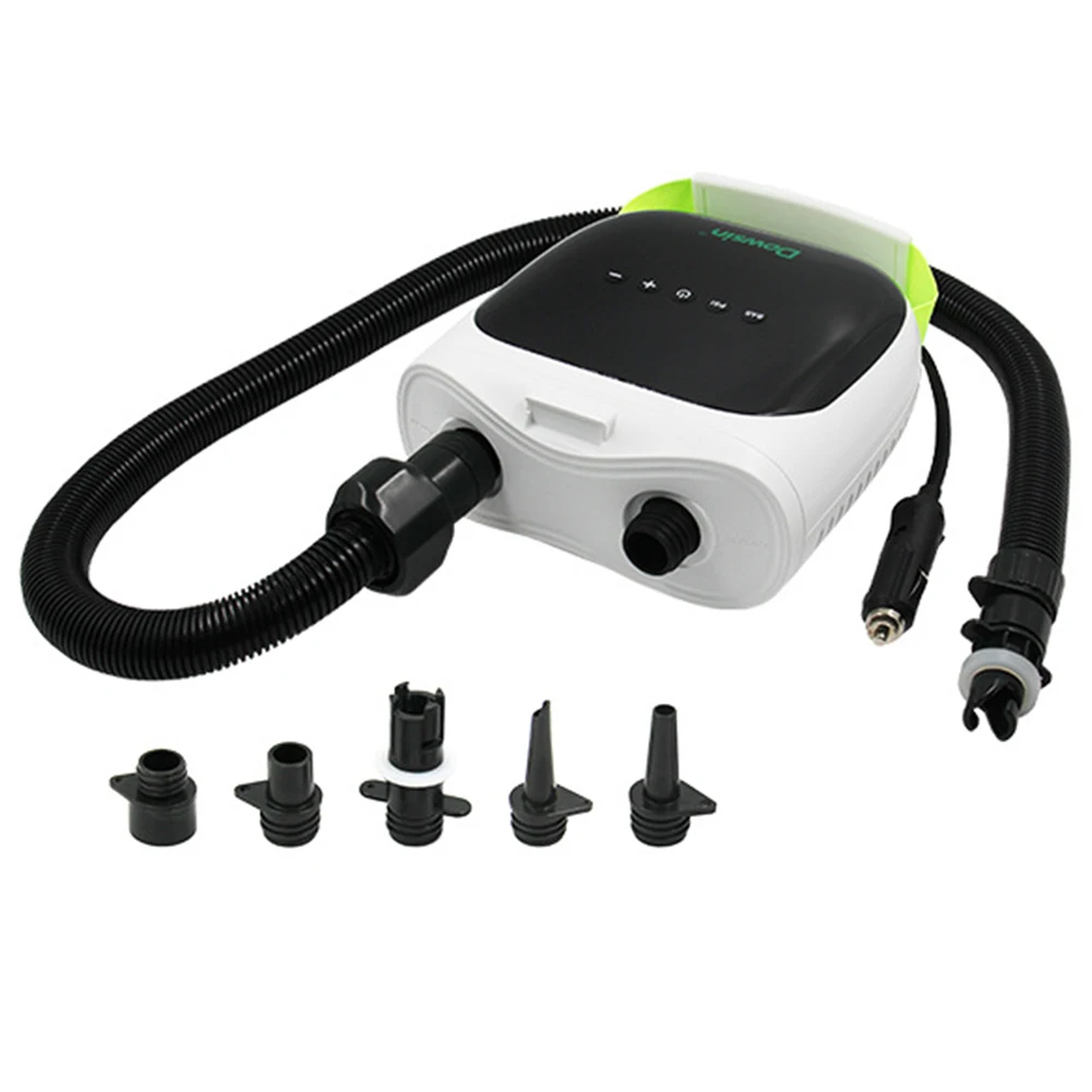 Electric Air Pump with 6 Nozzles Portable SUP Pump Dual Stage Inflation Auto-Off for Inflatable Paddle Boards Boats Mattress