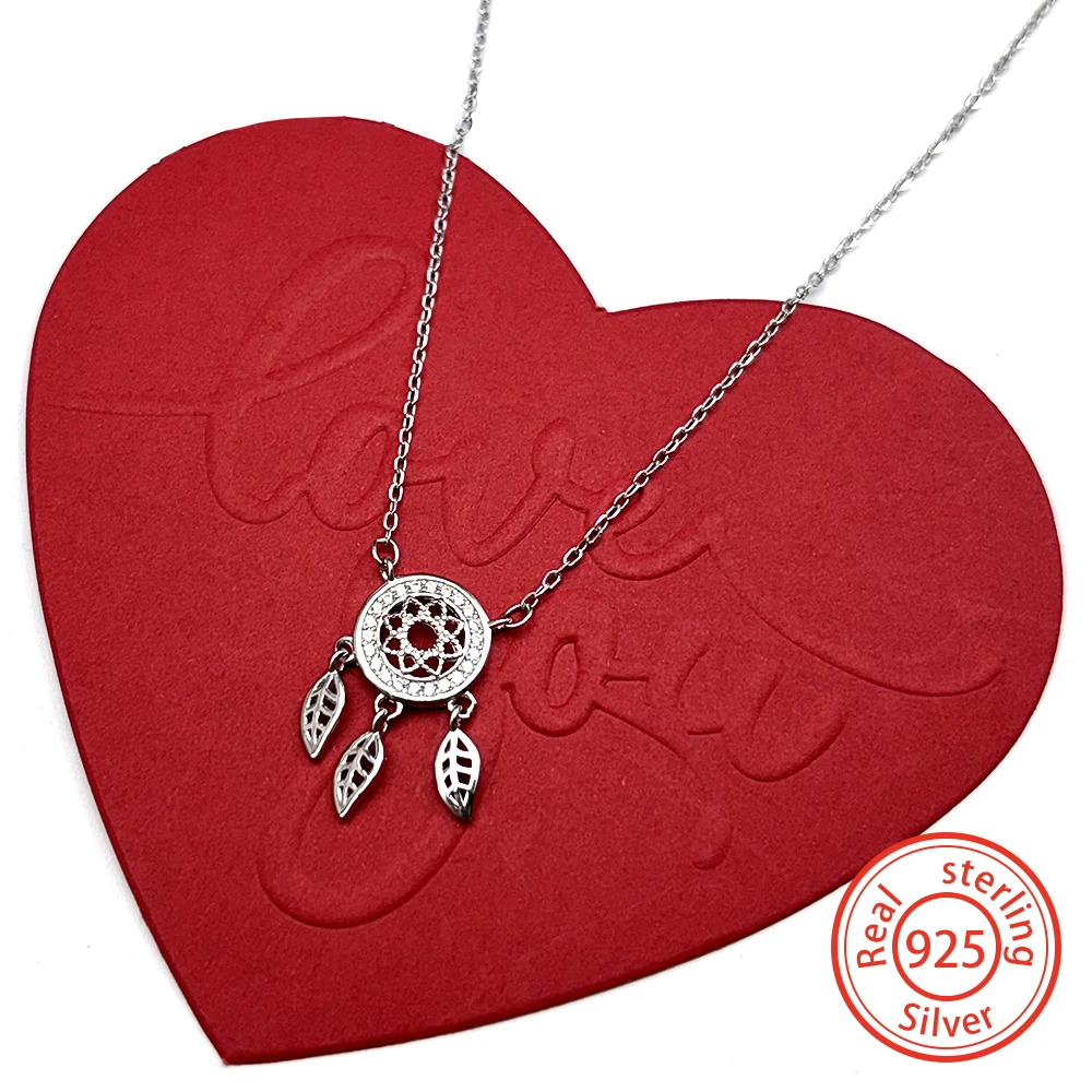 

Indian Dreamcatcher Pendant Necklace For Women Men 925 Sterling Silver Tassel Lucky Fashion Wedding Female Chain Jewelry Gifts