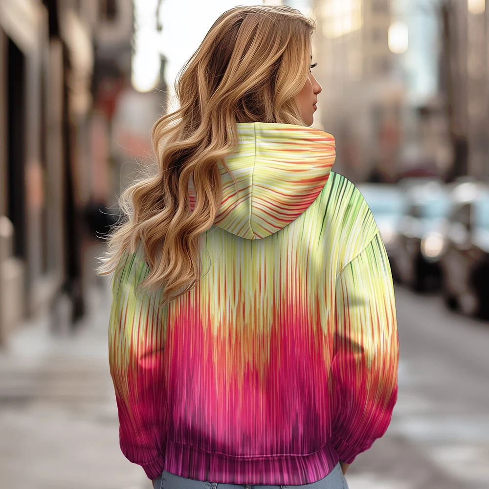 

Rainbow Vertical Stripe Gradient Women Jackets Coats Prints Hoodie Fleece Lined Warm Streetwear Motorcycle Outwear Clothing