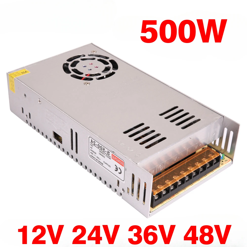 Fonte 500W Power Supply 12V 24V 36V 48V 50V Switching Power Supply Source Transformer AC DC SMPS For LED Strip Light CCTV