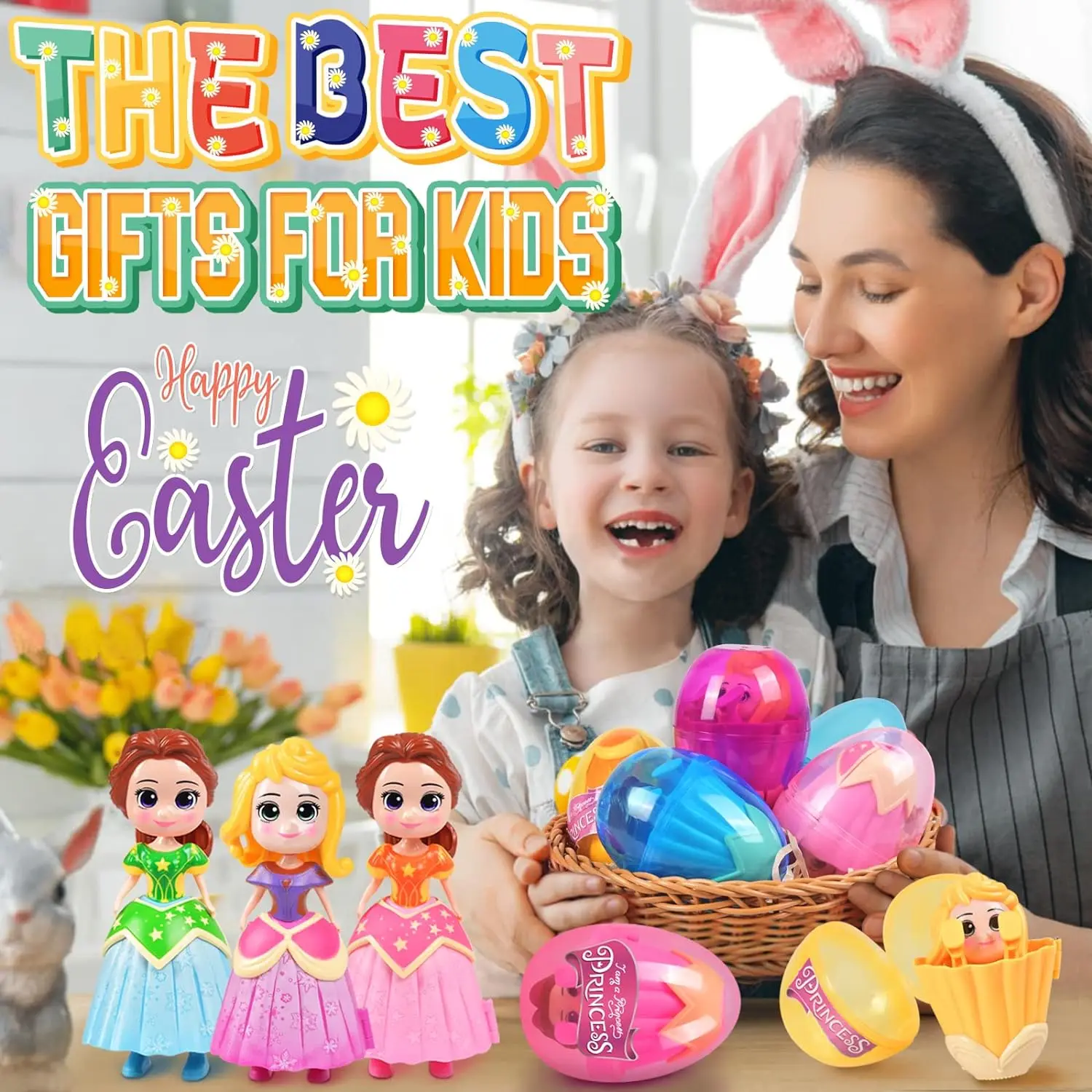 1/4 Pack Princess Deformation Prefilled Eggs Toys for Toddler Boys Girls Kids Basket Stuffers Gifts Easter Basket Filler Toys