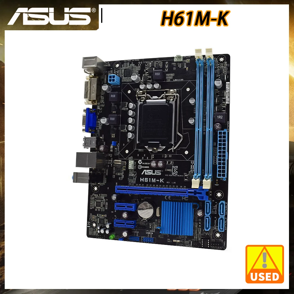 Imagem -06 - Asus-placa-mãe H61m-k Lga 1155 Soquete para Processador Intel 3rd 2nd Gen Core i7 i5 i3 Micro Atx Usado Ddr3 16gb