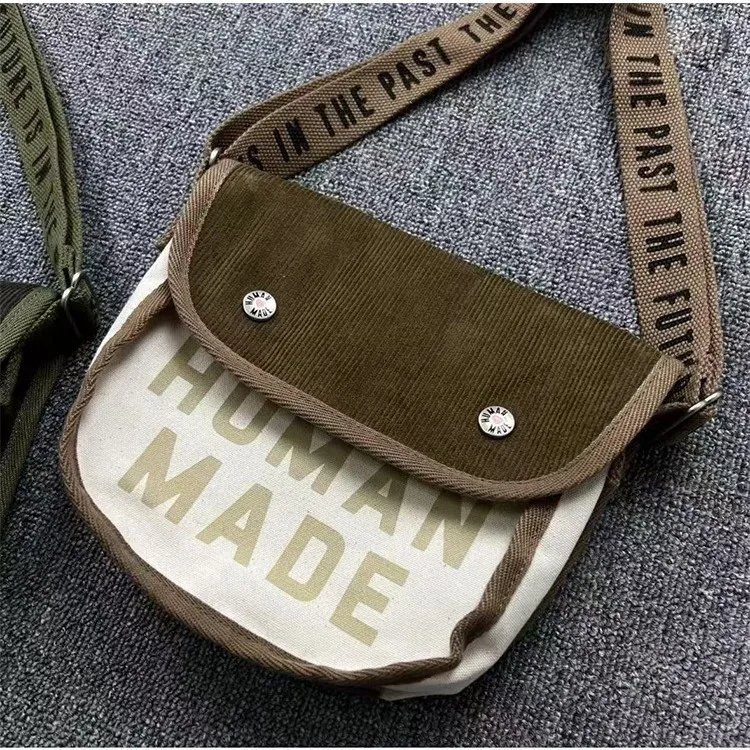 

HUMAN MADE canvas bag, small bag, crossbody bag, unisex universal love letter retro single shoulder saddle bag