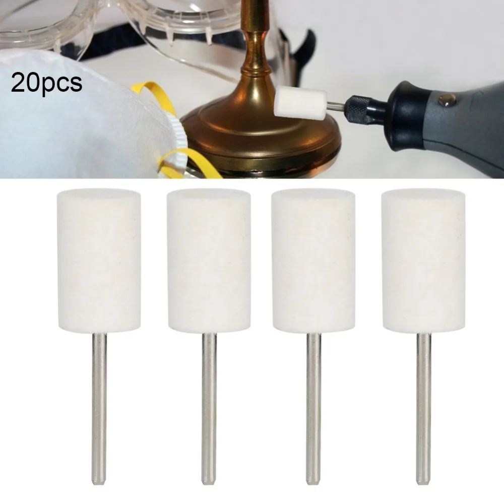 20pcs Professional 2.35mm Shank Wool Polishing Wheel Cylinder Shape Polishing Tool Grinding Head Watch Polishing