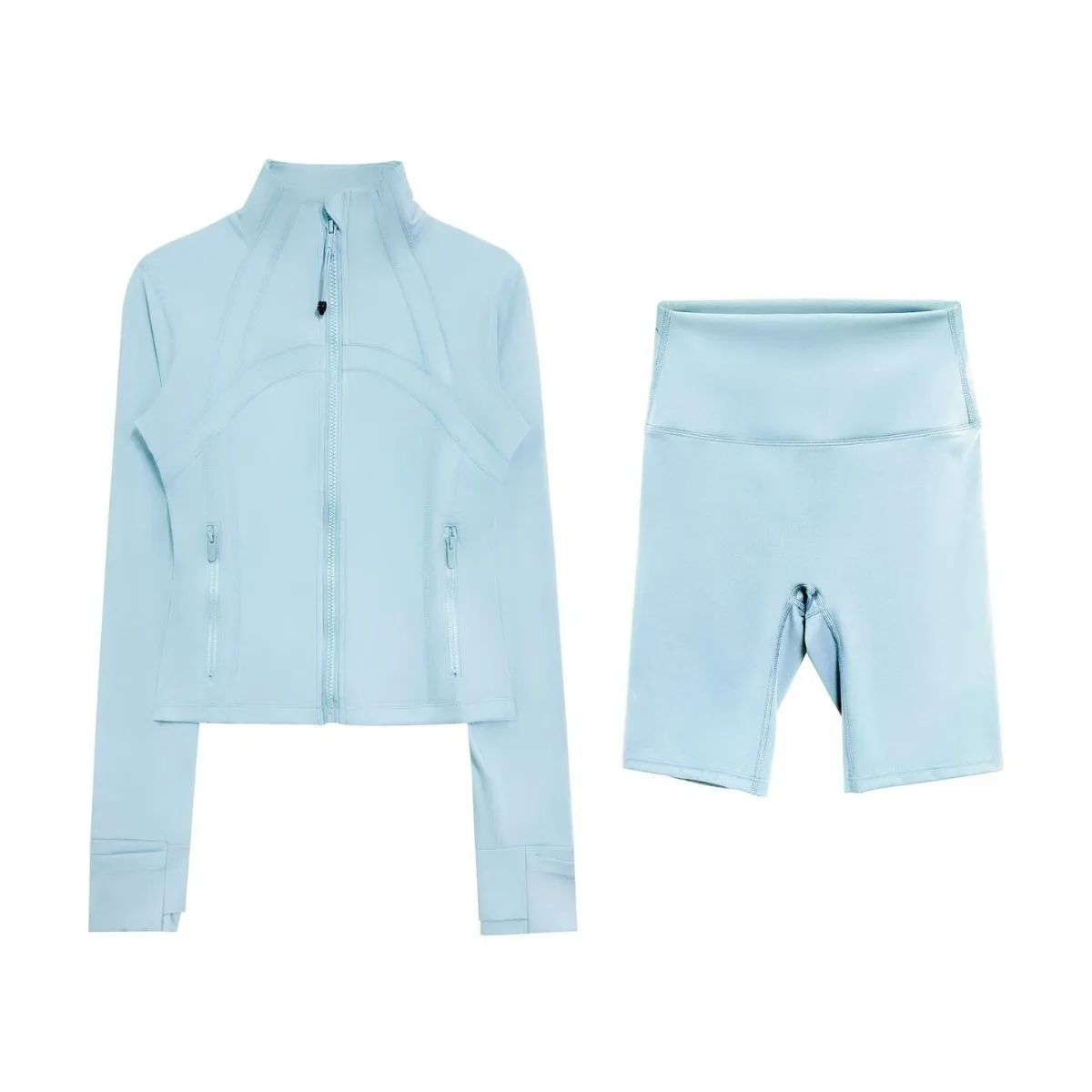 Lemon Women Sport Set Outdoor Jogging Gym Long Sleeve Jacket High Waist Gym Shorts Sets Slim Piece Fit Yoga Jackets Clothing