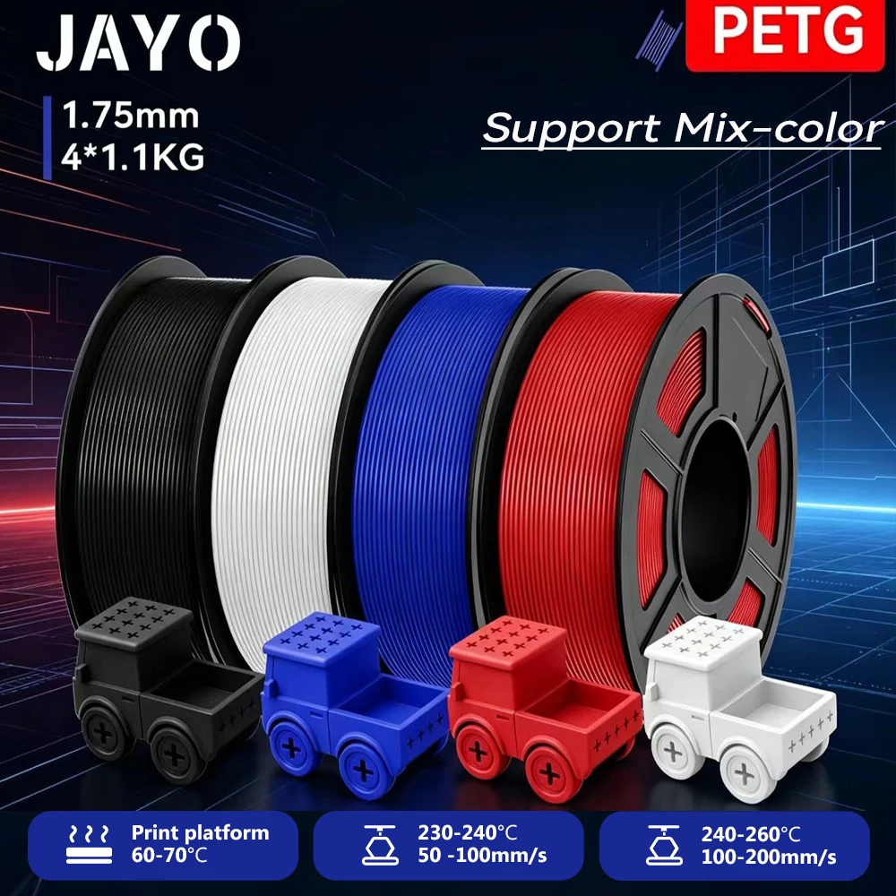 JAYO 4.4KG 3D PETG/PETG Transparent Filament 1.75mm  Filament For Bambu FDM 3D Printer PETG Neatly Wound 3D Printing Material