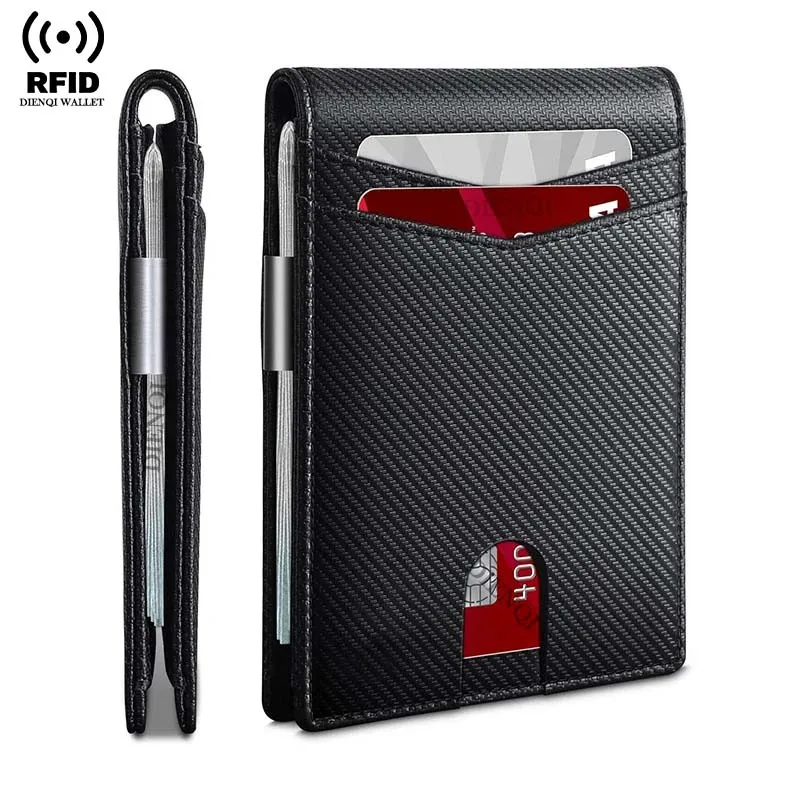 DIENQI Rfid Credit Card Holder Wallets Men Money Bag Purse Slim Thin Wallet for Men Small Short Purse Male Black Vallet Billfold